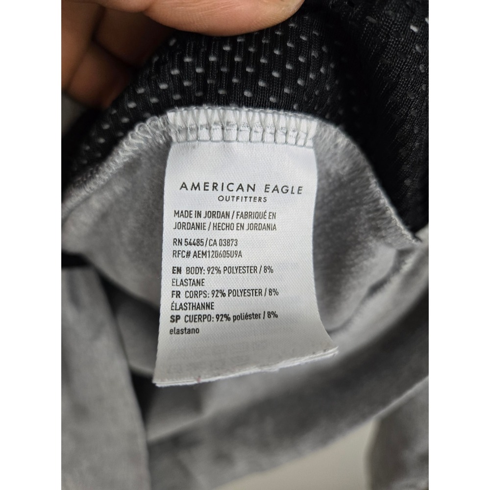 American Eagle Mens Gray Activewear Hoodie Sweatshirt Zip Pockets Small AE Logo - Picture 9 of 13